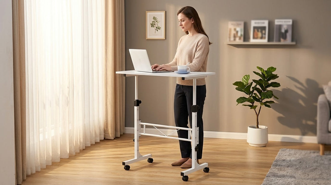 Mobile standing desk compared to traditional standing desk for home office use